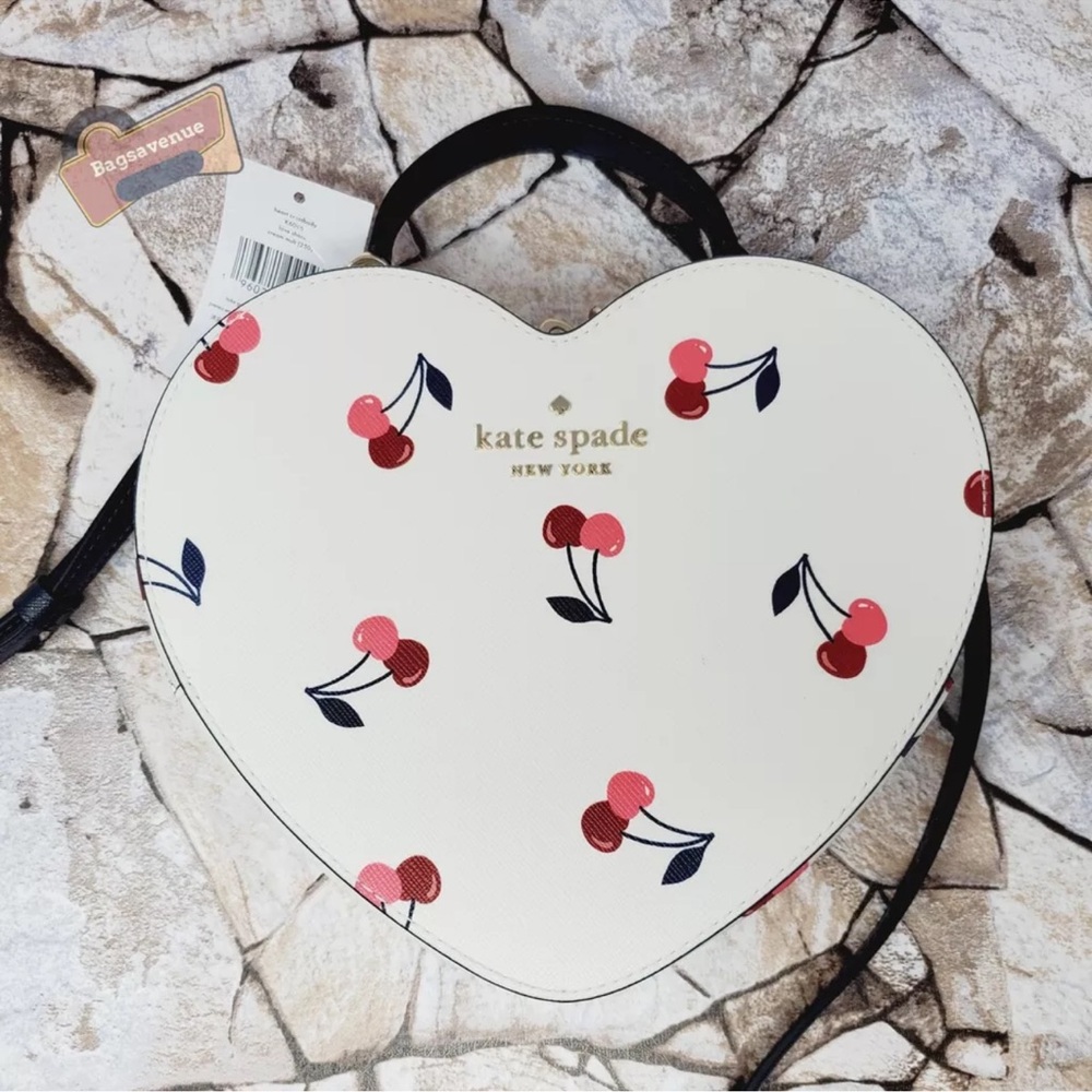 Kate Spade New York Love Shack Red Cherry Heart Crossbody Cream Multi Cherrie